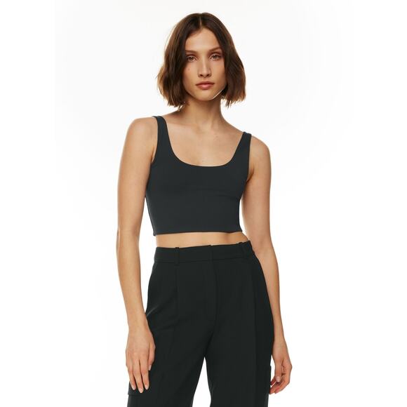 Aritzia Tops - Aritzia Babaton Contour Scoopneck Tank Black Racerback Large Crop Top Shirt